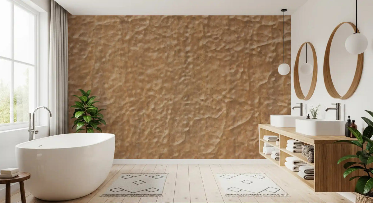 Warm Beige Textured Stone Wallpaper Wall Mural