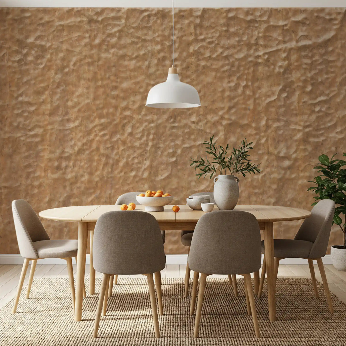 Warm Beige Textured Stone Wallpaper Wall Mural