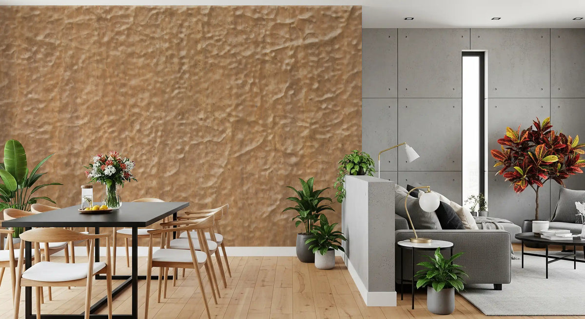 Warm Beige Textured Stone Wallpaper Wall Mural