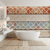 Vintage Turquoise Rust Geometric Wallpaper Wall Mural
