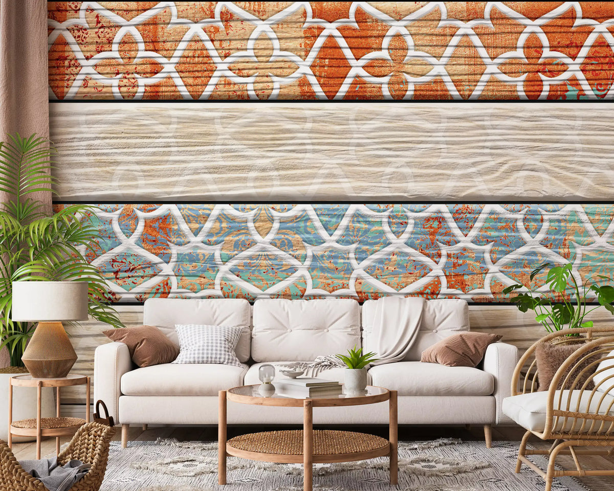 Vintage Turquoise Rust Geometric Wallpaper Wall Mural