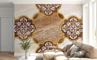 Luxury Beige Marble Ornamental Gold Wallpaper Wall Mural