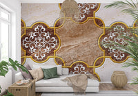 Luxury Beige Marble Ornamental Gold Wallpaper Wall Mural