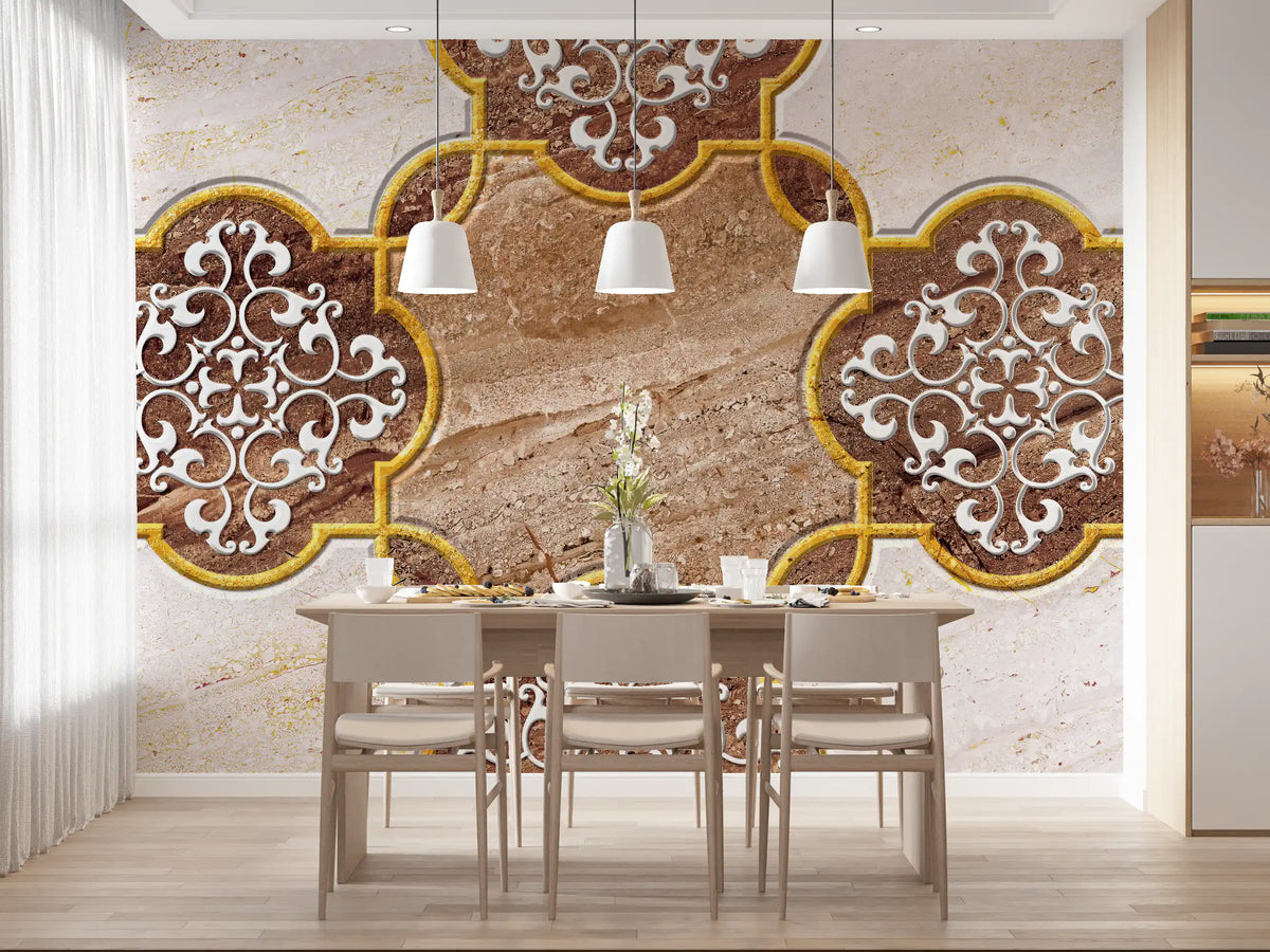 Golden Heritage Ornamental Marble Wallpaper Wall Mural