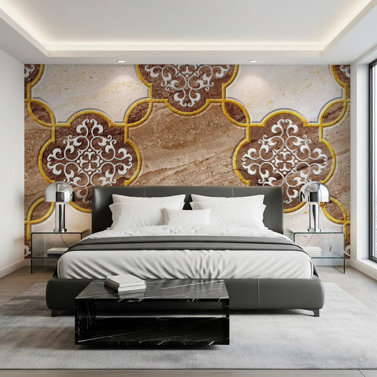 Golden Heritage Ornamental Marble Wallpaper Wall Mural