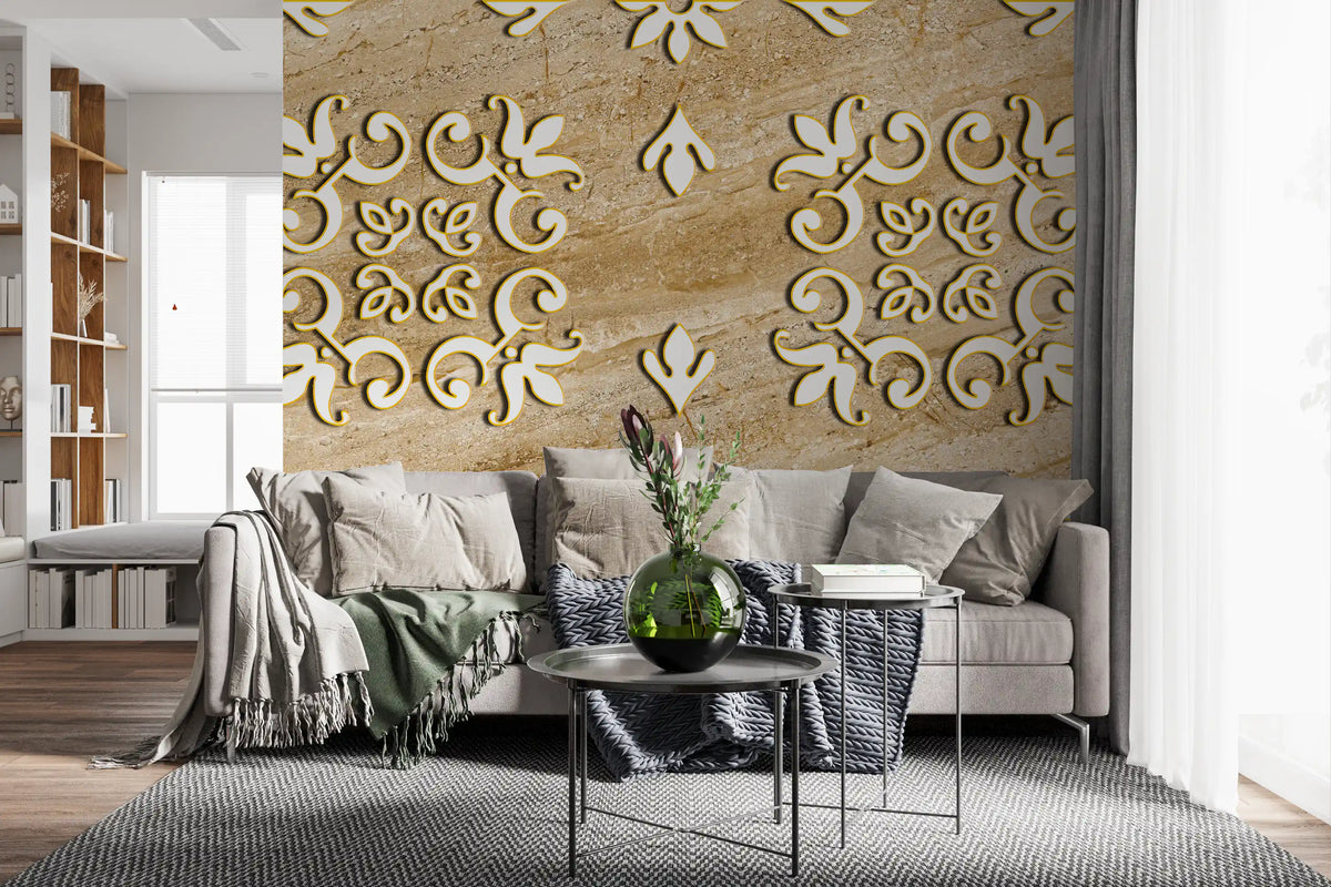 Golden Vines & Leaves Wall Mural Wall Mural