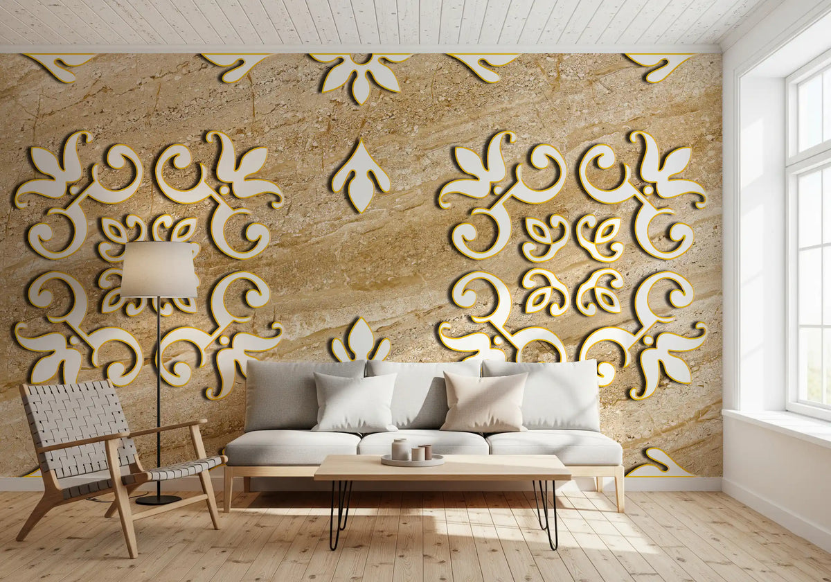 Golden Vines & Leaves Wall Mural Wall Mural