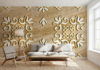 Golden Vines & Leaves Wall Mural Wall Mural