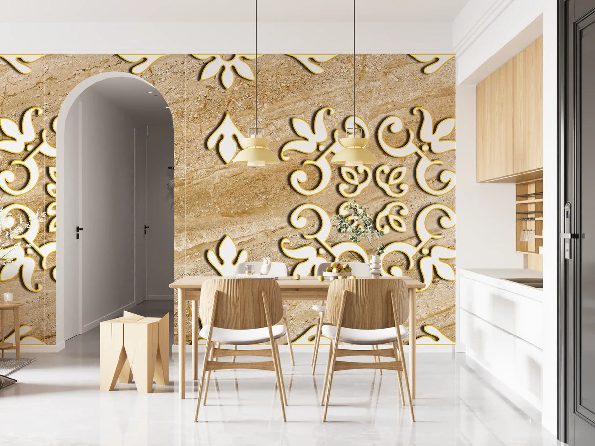 Golden Vines & Leaves Wall Mural Wall Mural