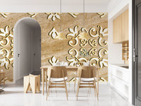 Golden Vines & Leaves Wall Mural Wall Mural