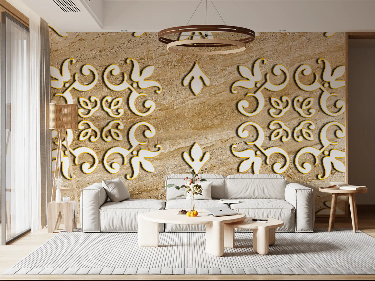 Golden Vines & Leaves Wall Mural Wall Mural