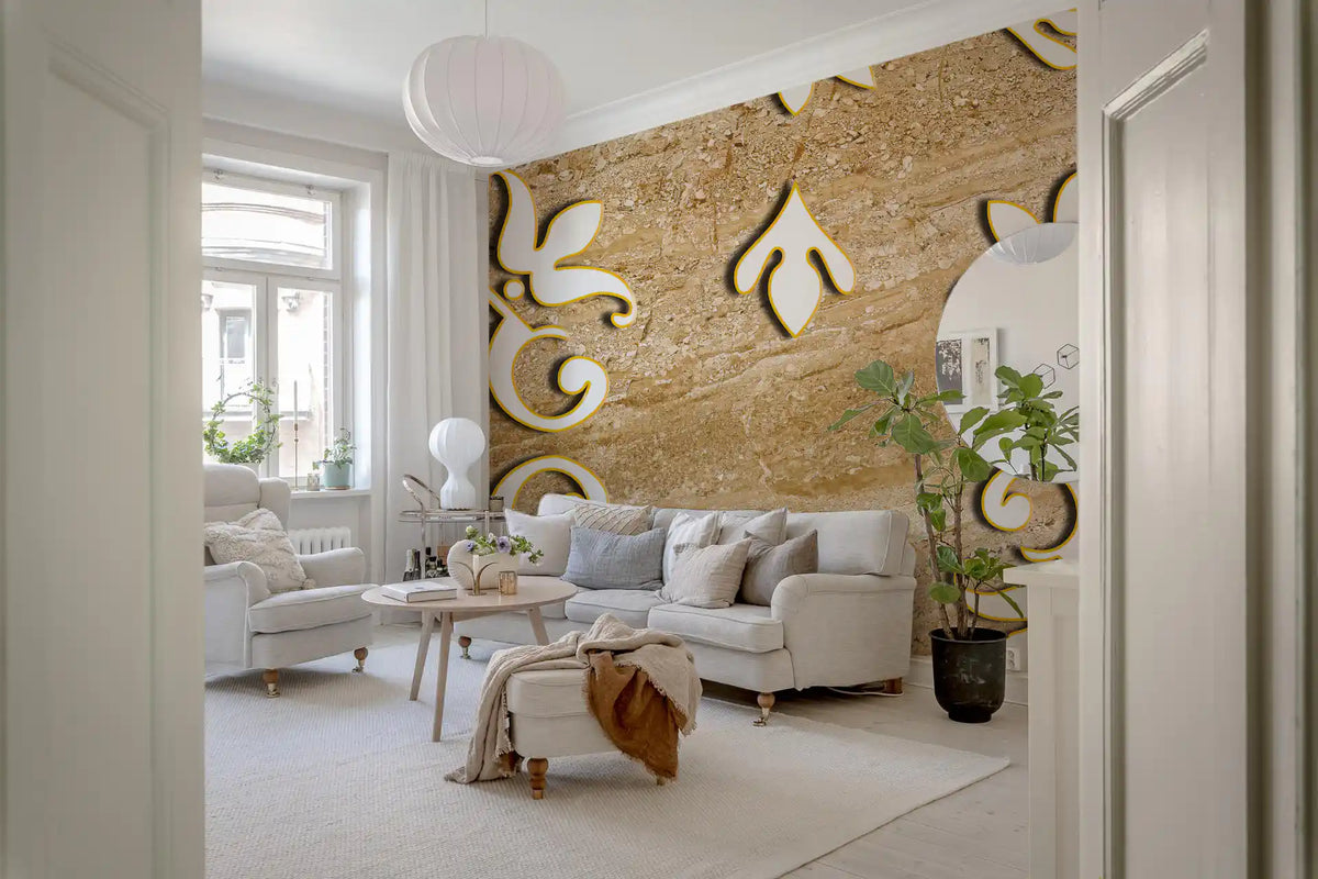 Golden Vines & Leaves Wall Mural Wall Mural