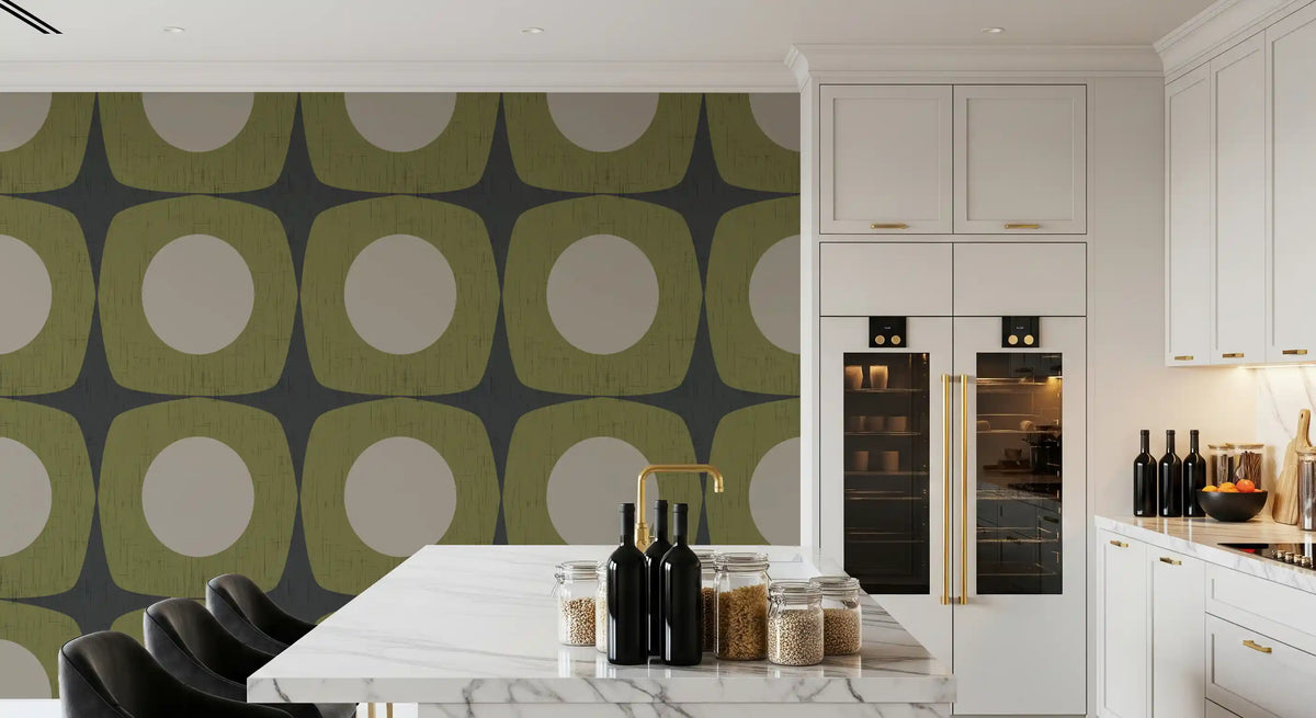 Charcoal Grey Atomic Starburst Wallpaper Mid Century Modern Wallpaper⁠