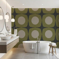 Charcoal Grey Atomic Starburst Wallpaper Mid Century Modern Wallpaper⁠