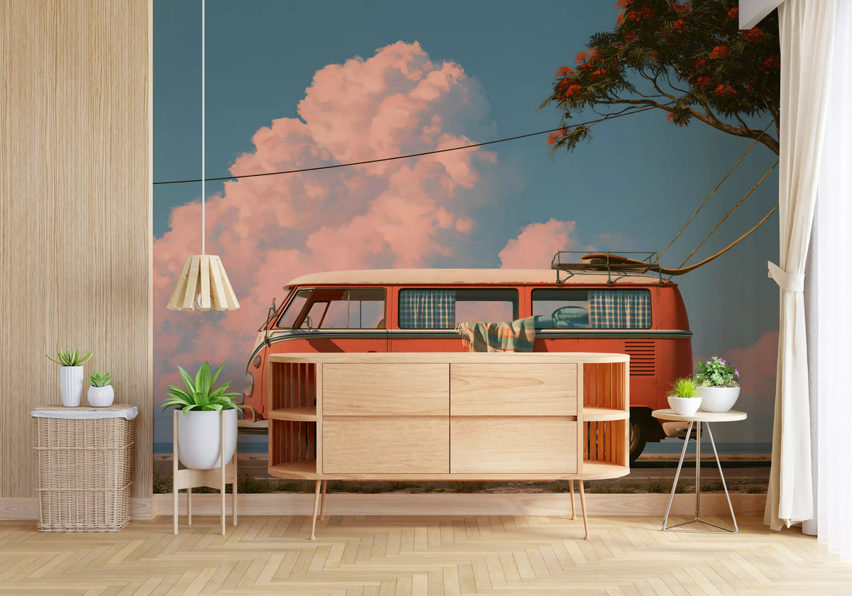 Vintage Coastal Camper Van Escape Wall Mural