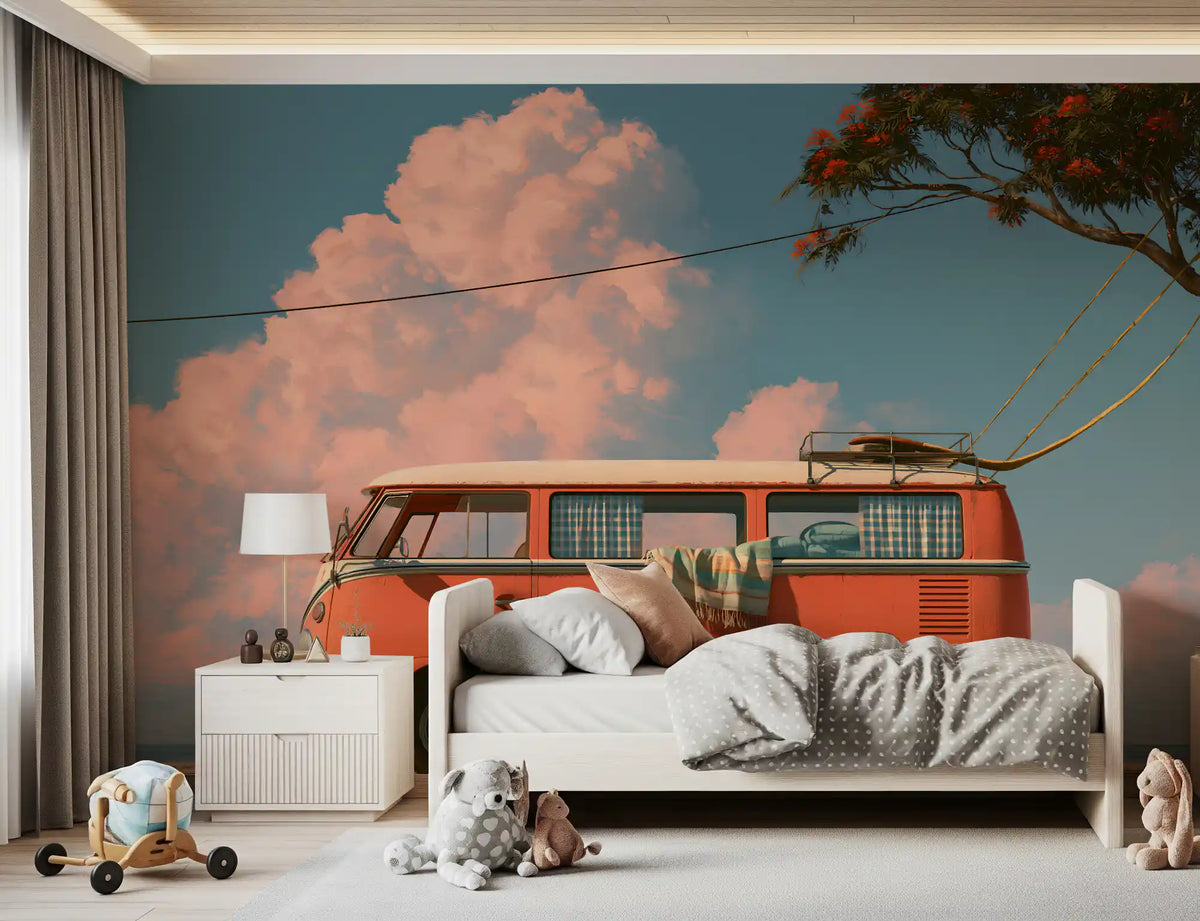 Vintage Coastal Camper Van Escape Wall Mural