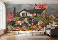 Surreal Alpine Floral Meadow Wall Mural
