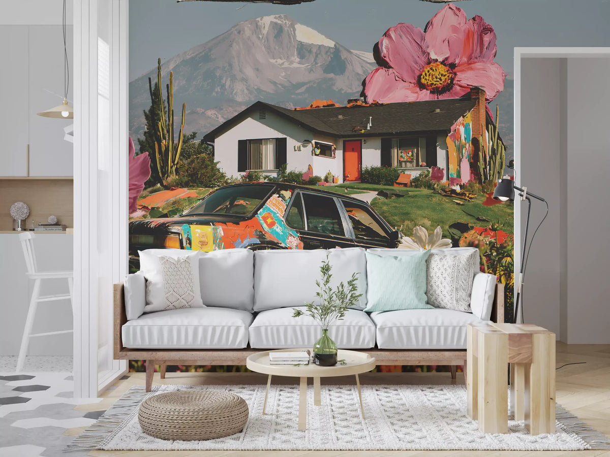 Surreal Alpine Floral Meadow Wall Mural