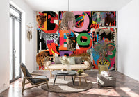 Eclectic Safari Collage Wall Mural