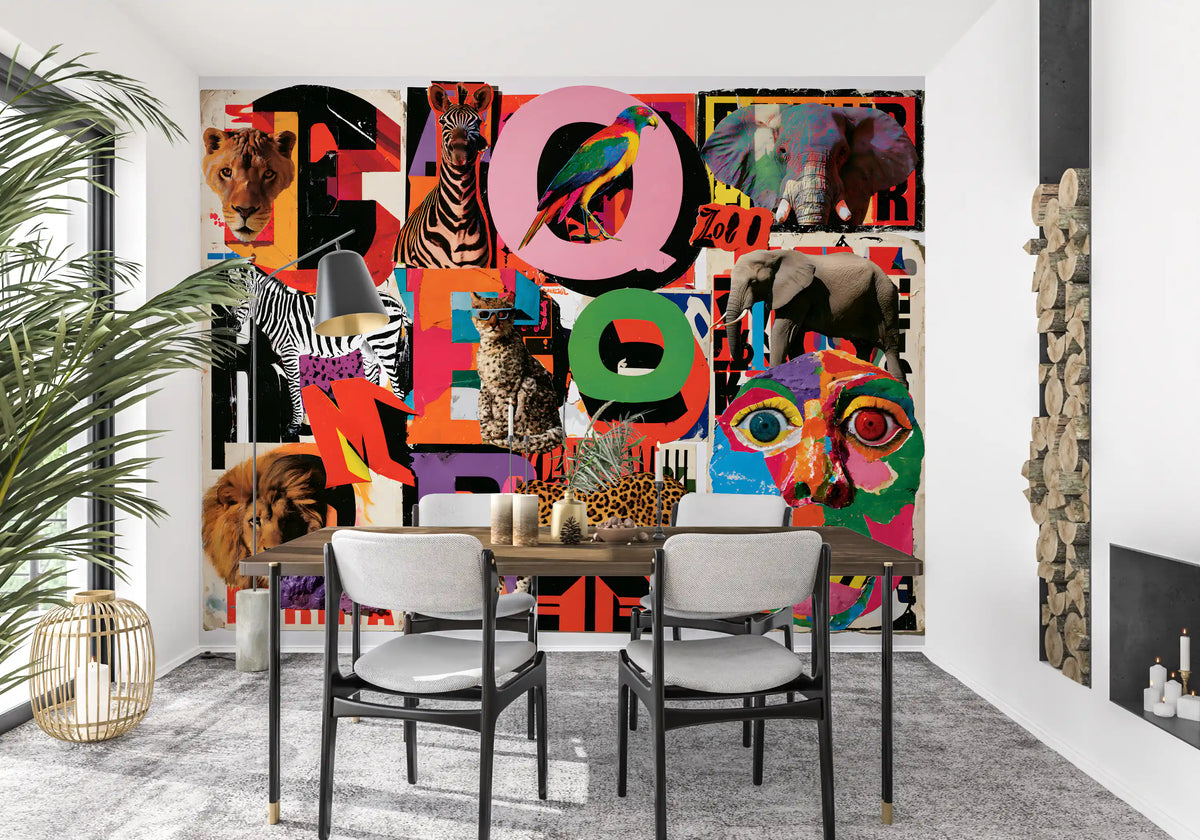 Eclectic Safari Collage Wall Mural