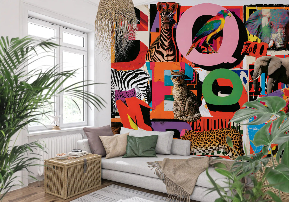 Eclectic Safari Collage Wall Mural