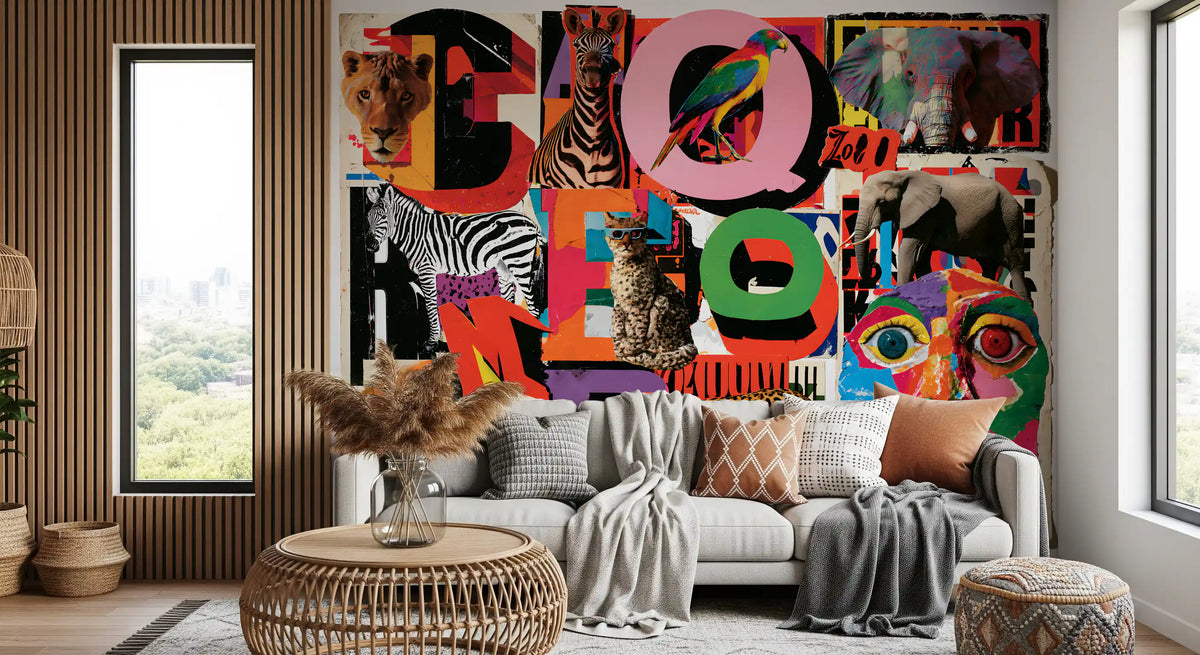 Eclectic Safari Collage Wall Mural