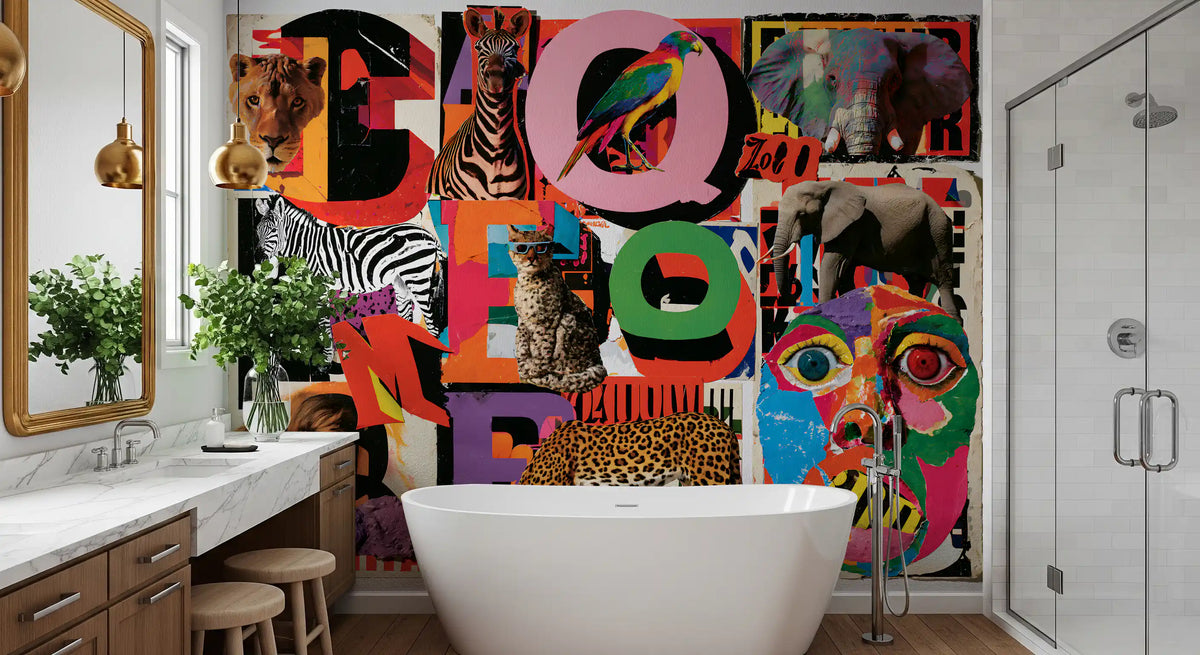 Eclectic Safari Collage Wall Mural