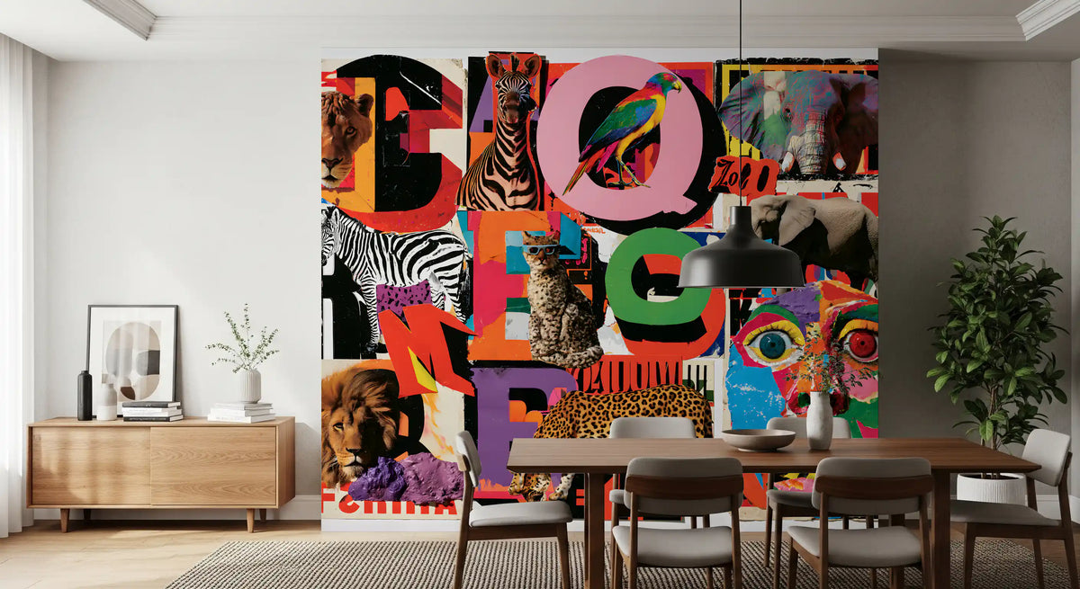 Eclectic Safari Collage Wall Mural