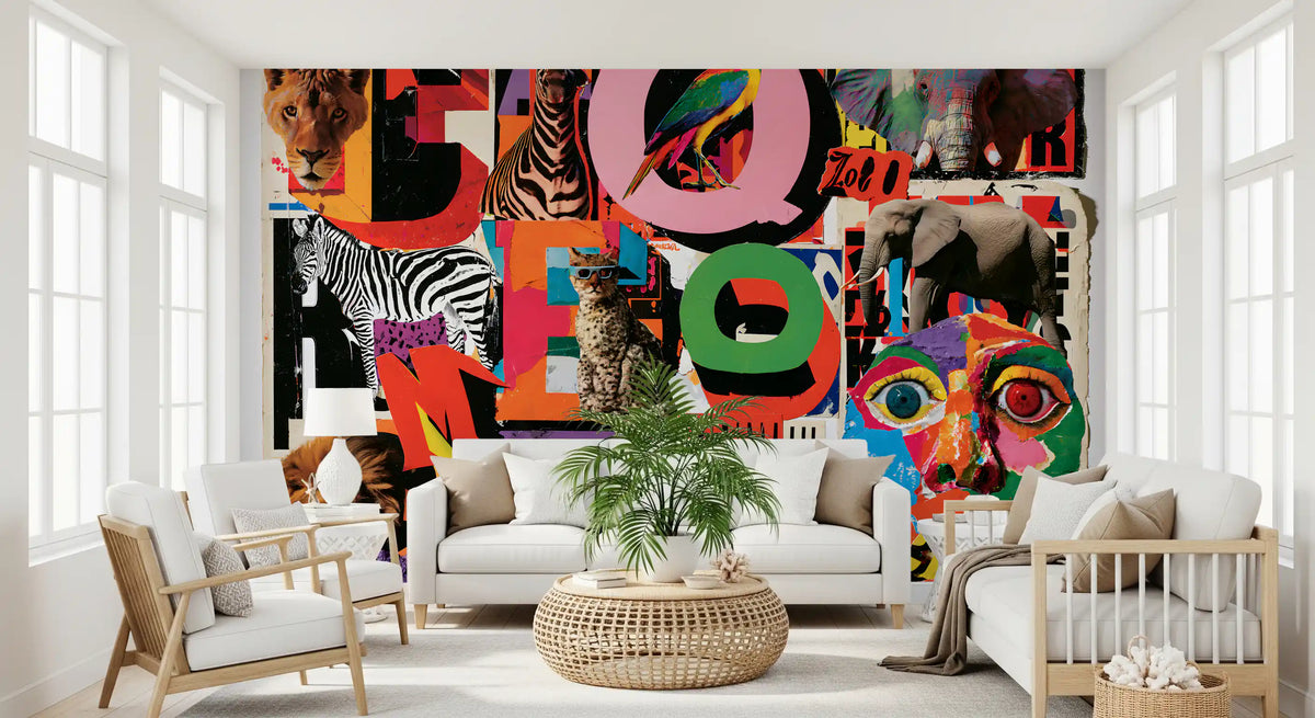 Eclectic Safari Collage Wall Mural