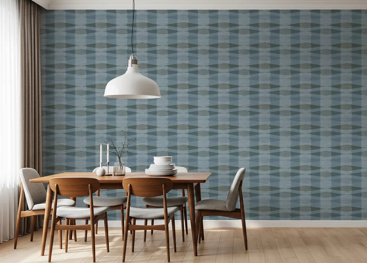 Coastal Blue Geometric Stripe Wallpaper⁠