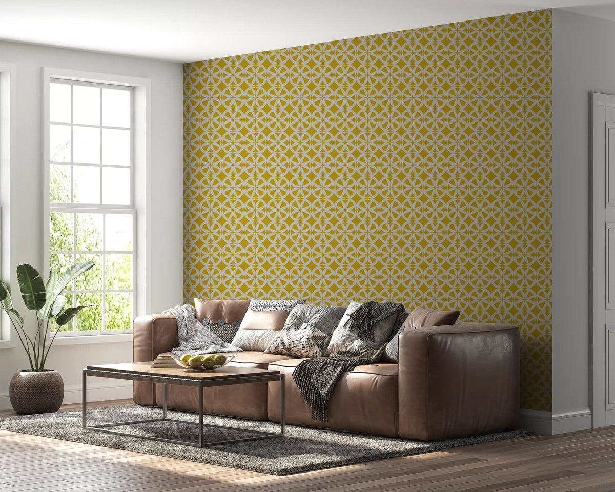 Abstract Mustard Circular Mosaic Wallpaper⁠