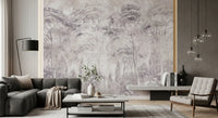 Misty Forest Landscape Dusty Lavender Wall Mural Wall Mural