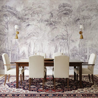 Misty Forest Landscape Dusty Lavender Wall Mural Wall Mural
