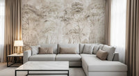 Misty Forest Landscape Warm Sepia Wall Mural Wall Mural