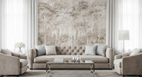 Misty Forest Landscape Warm Sepia Wall Mural Wall Mural