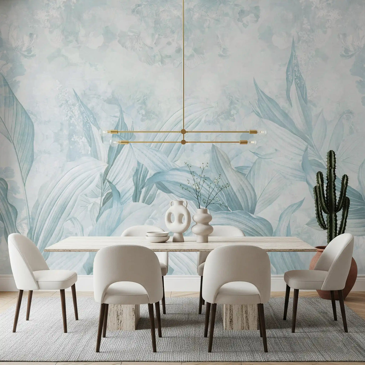 Soft Light Blue Botanical Wall Mural Wall Mural