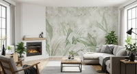 Soft Sage Green Botanical Wall Mural Wall Mural