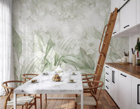 Soft Sage Green Botanical Wall Mural Wall Mural