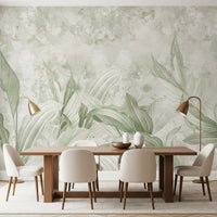 Soft Sage Green Botanical Wall Mural Wall Mural