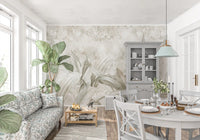 Sage Green Botanical Leaf Wall Mural Wall Mural