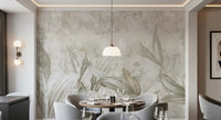 Sage Green Botanical Leaf Wall Mural Wall Mural