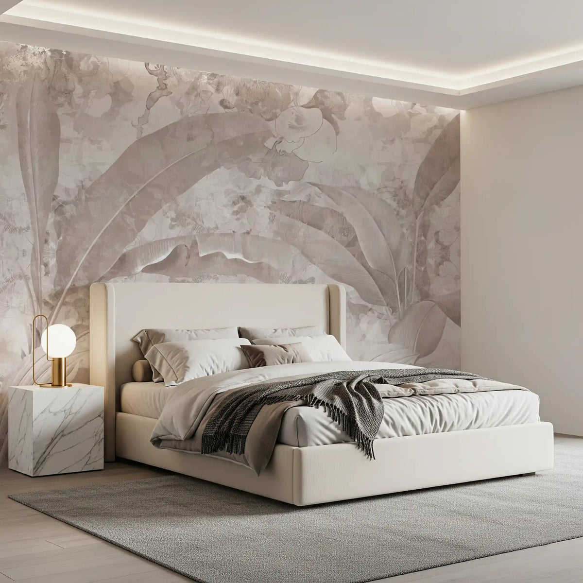 Dusty Mauve Tropical Botanical Leaf Wall Mural Wall Mural