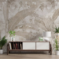 Neutral Beige Tropical Leaves Wall Mural Wall Mural