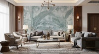 Ocean Aqua Tropical Leaves Wall Mural Wall Mural
