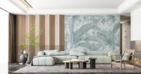 Ocean Aqua Tropical Leaves Wall Mural Wall Mural