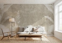 Misty Beige Botanical Leaves Wall Mural Wall Mural