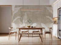 Misty Beige Botanical Leaves Wall Mural Wall Mural
