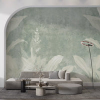 Misty Sage Botanical Leaves Wall Mural Wall Mural