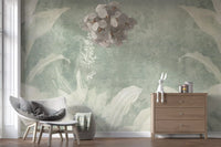 Misty Sage Botanical Leaves Wall Mural Wall Mural