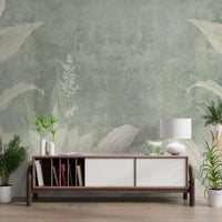 Misty Sage Botanical Leaves Wall Mural Wall Mural